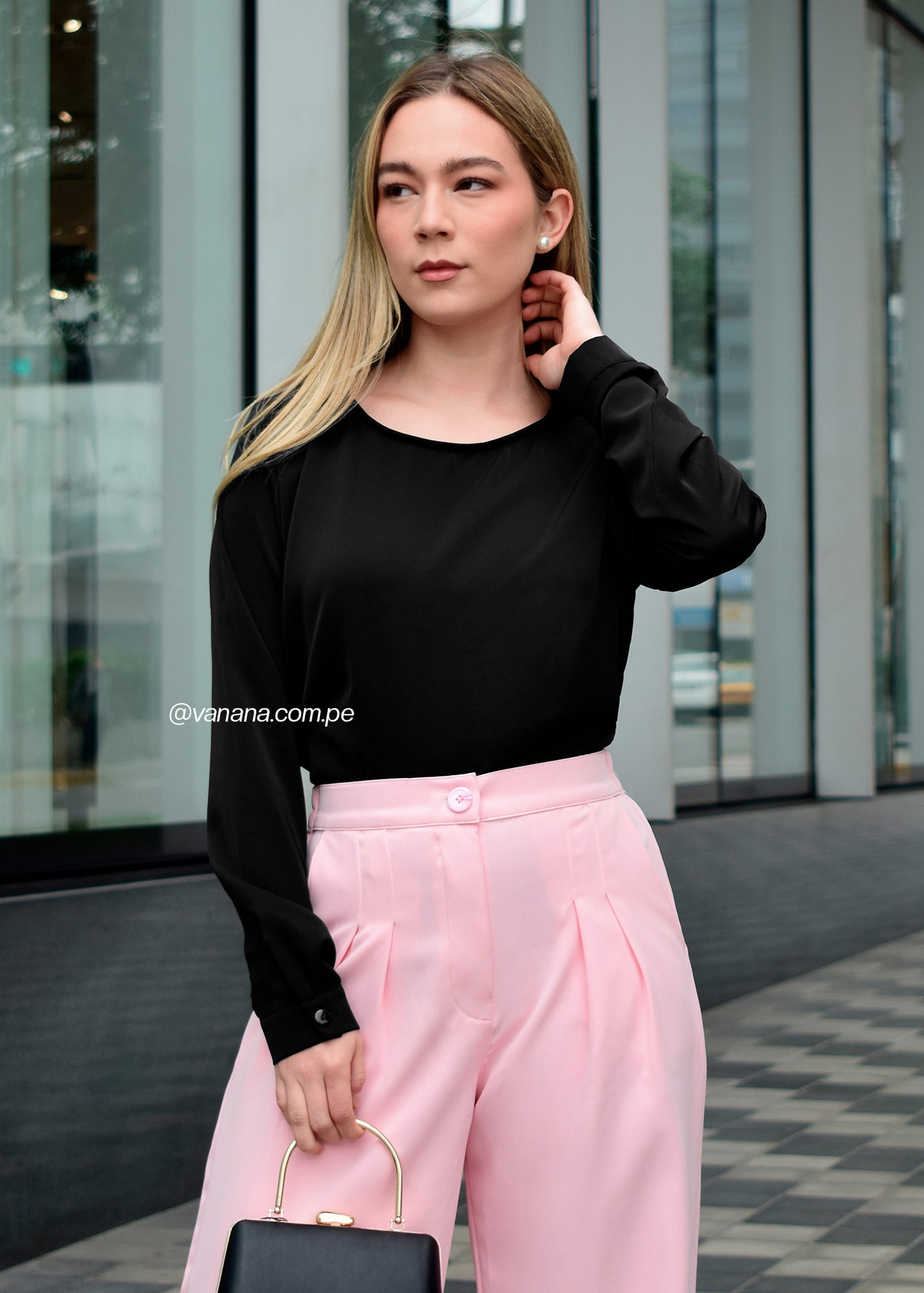 Blusa Seda Italiana Negro