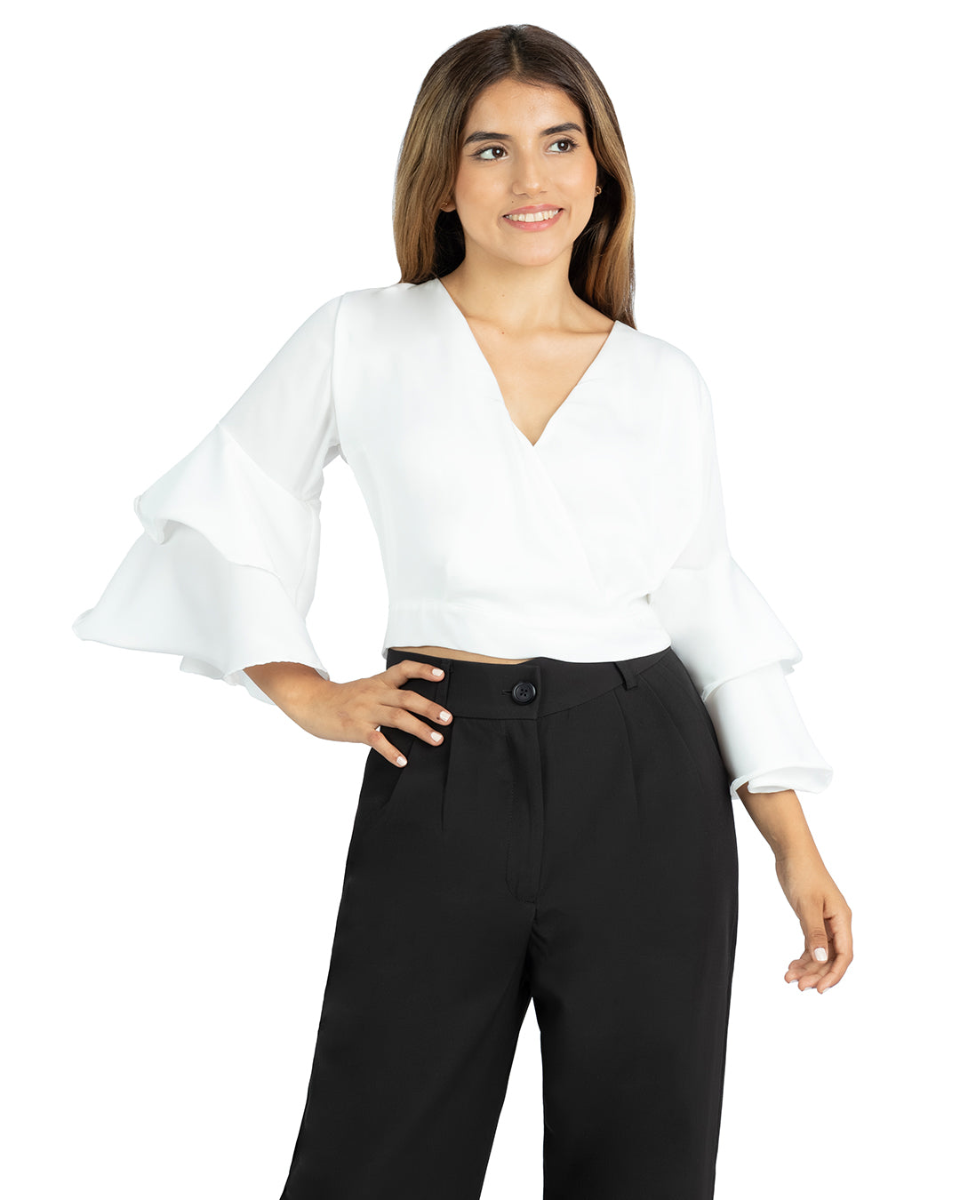 Blusa en Satín Violeta Blanco