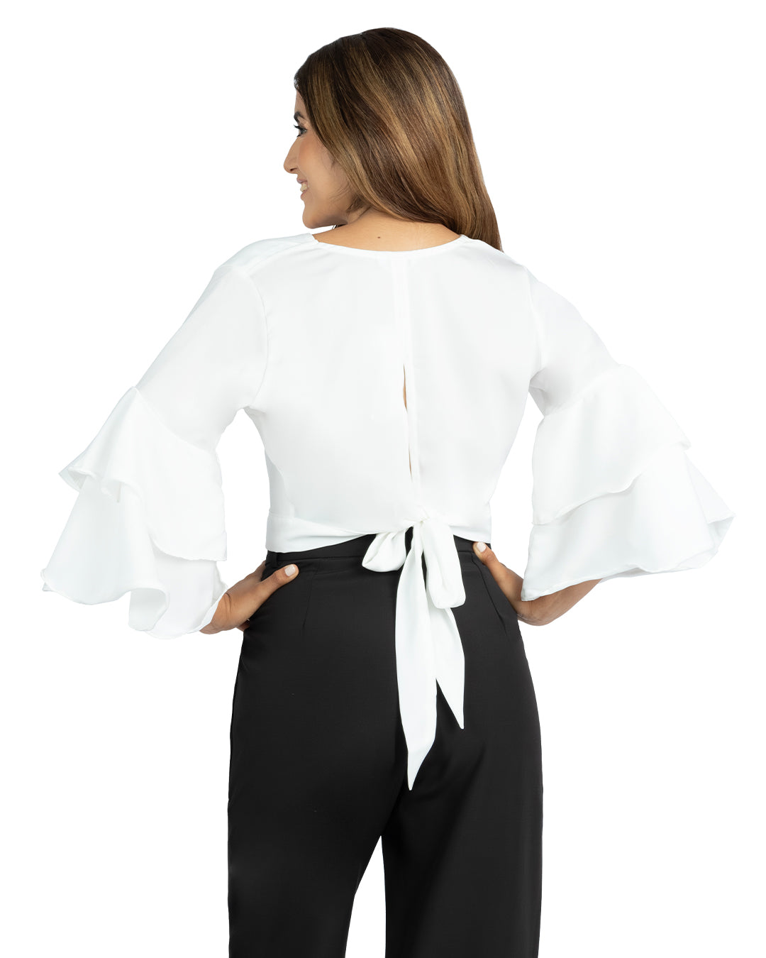 Blusa en Satín Violeta Blanco