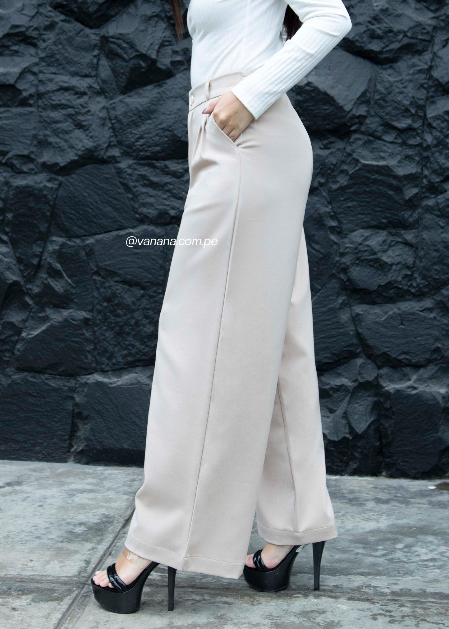 Pantalón Palazo en Mónaco Tania Beige