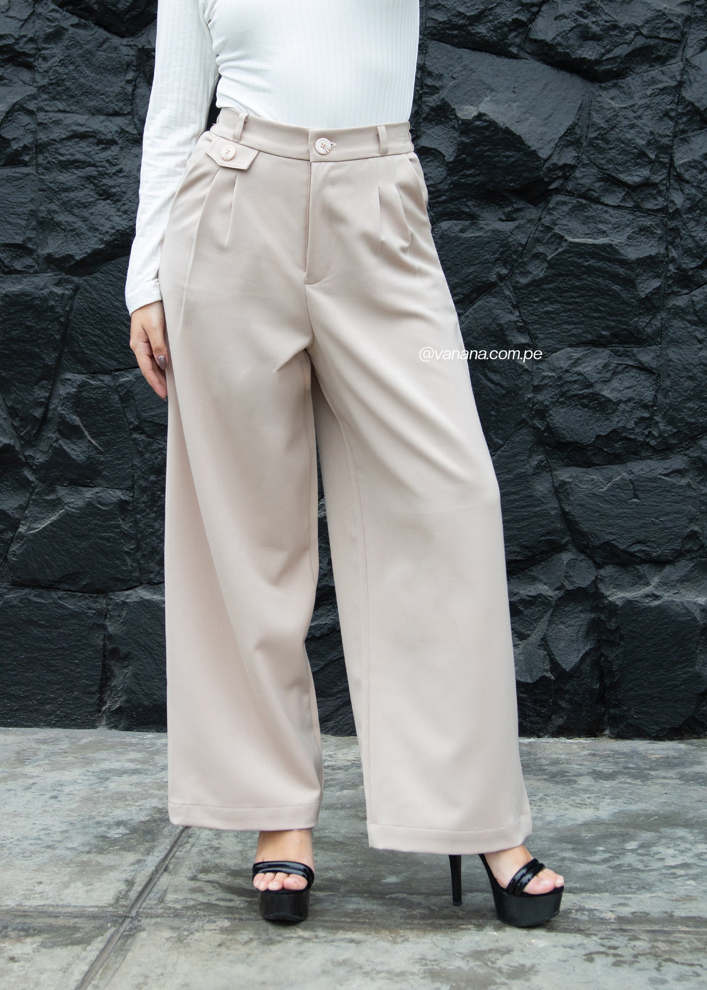 Pantalón Palazo en Mónaco Tania Beige