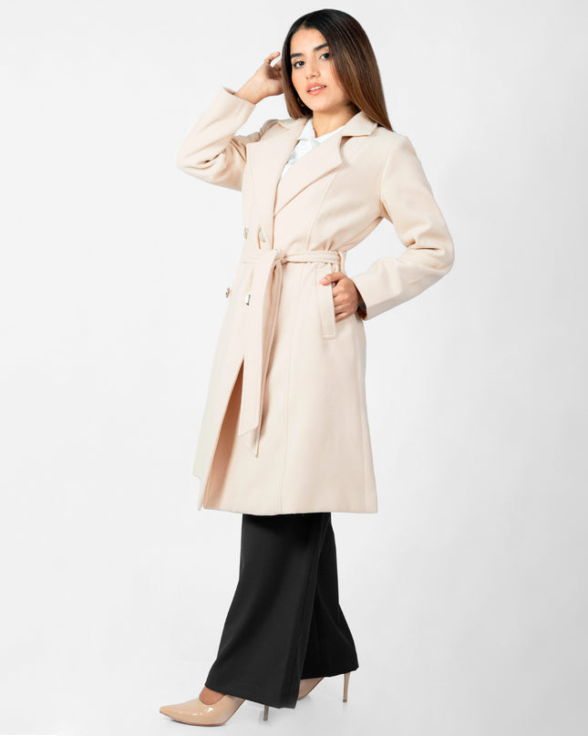 Abrigo Largo en Paño Sara Beige