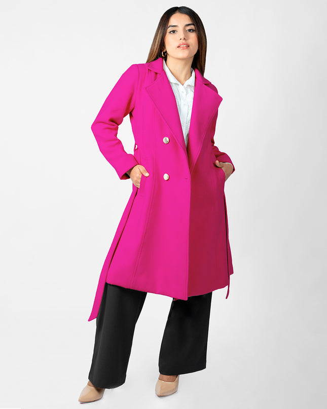 Abrigo Largo en Paño Sara Fucsia