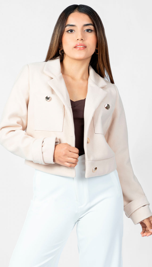 Blazer Crop Ariana en Paño, Beige