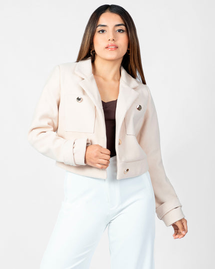 Blazer Crop en Paño Ariana Beige