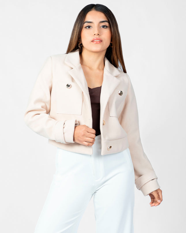 Blazer Crop en Paño Ariana Beige