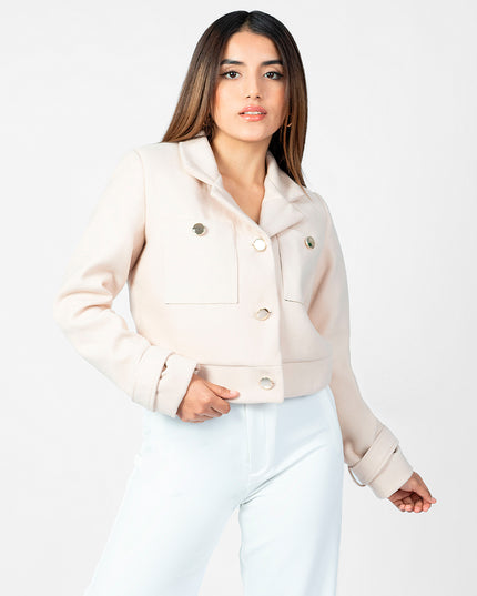 Blazer Crop en Paño Ariana Beige