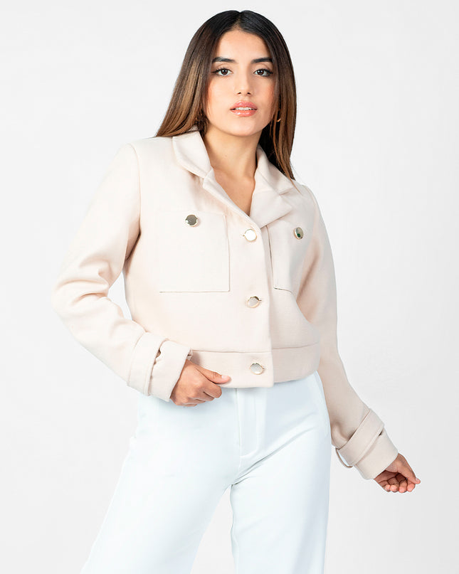 Blazer Crop en Paño Ariana Beige