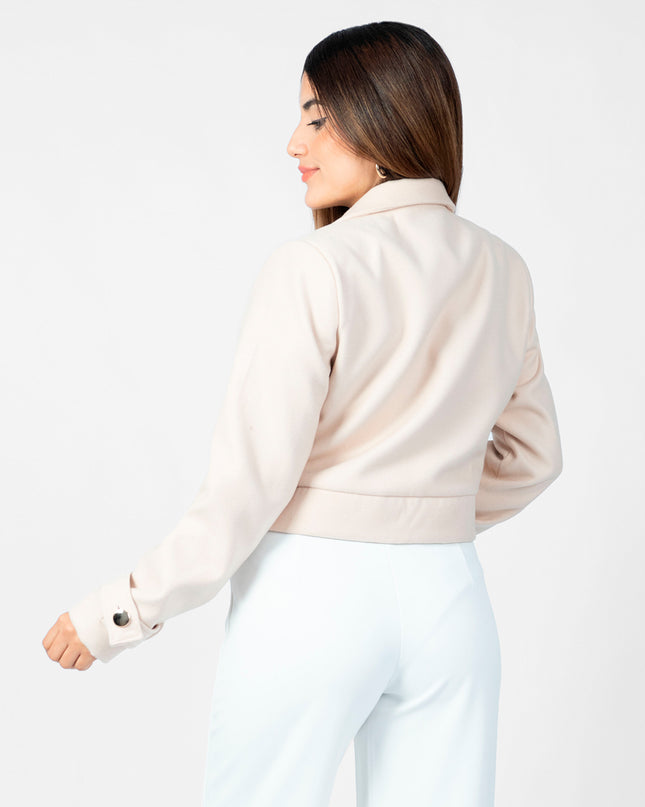 Blazer Crop en Paño Ariana Beige