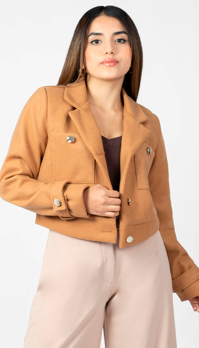 Blazer Crop  Ariana en Paño, Camel