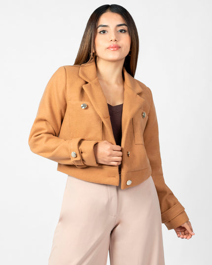 Blazer Crop en Paño Ariana Camel