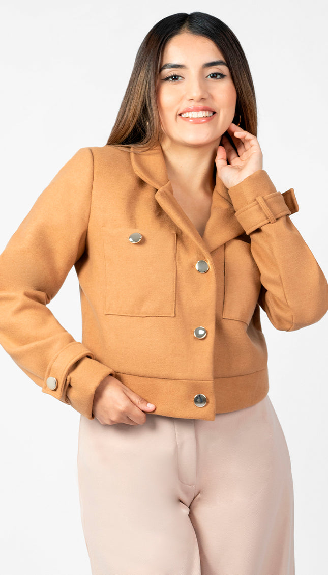 Blazer Crop  Ariana en Paño, Camel