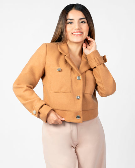 Blazer Crop en Paño Ariana Camel