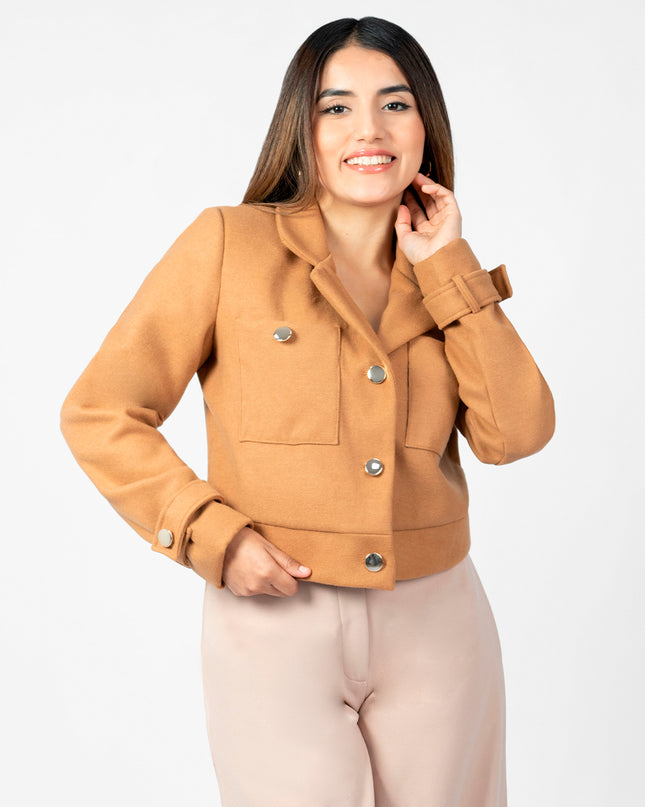 Blazer Crop en Paño Ariana Camel