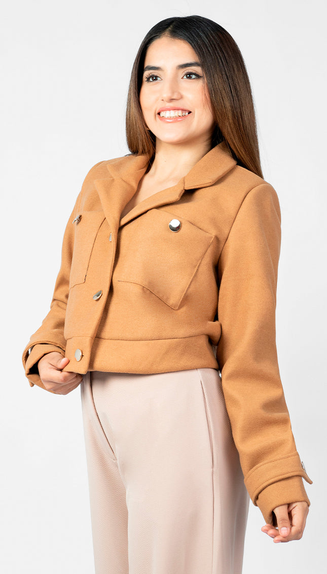 Blazer Crop  Ariana en Paño, Camel