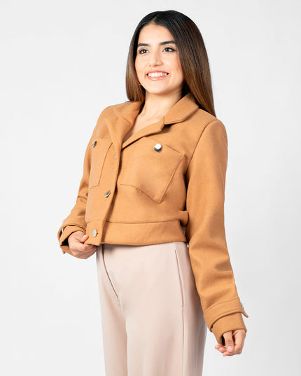 Blazer Crop en Paño Ariana Camel
