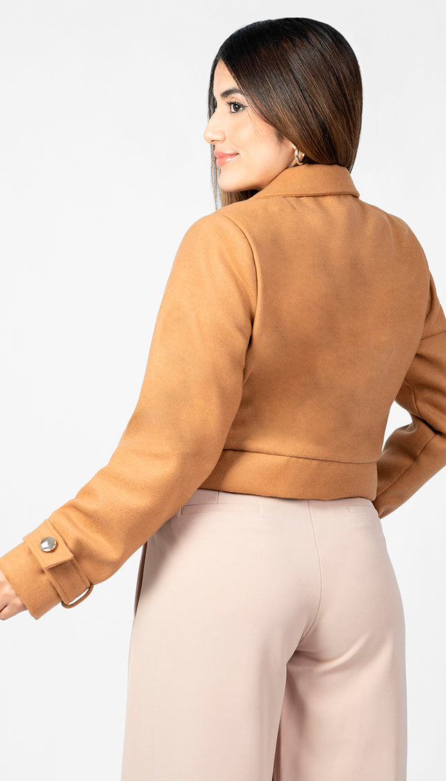 Blazer Crop  Ariana en Paño, Camel