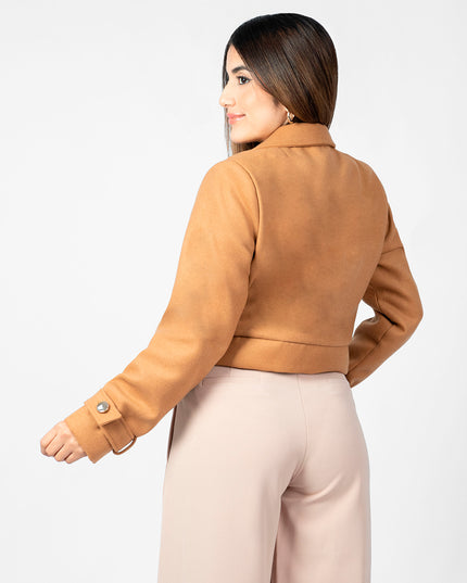 Blazer Crop en Paño Ariana Camel