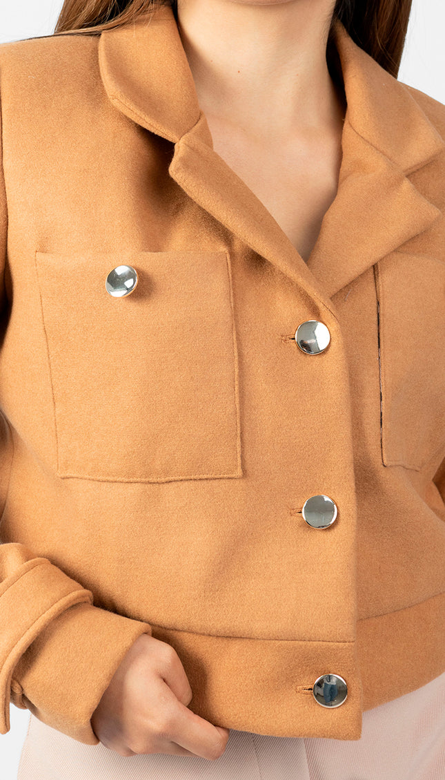 Blazer Crop  Ariana en Paño, Camel