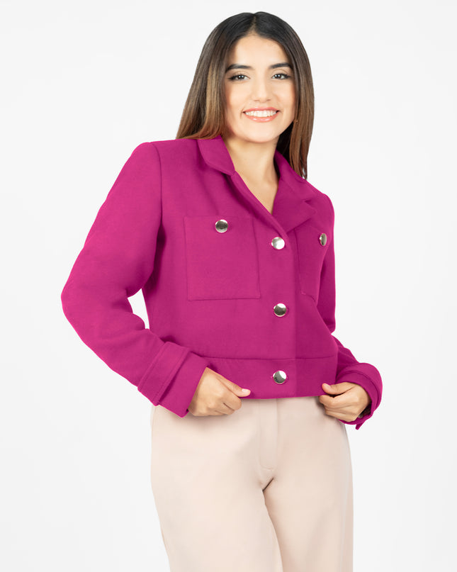 Blazer Crop en Paño Ariana Fucsia