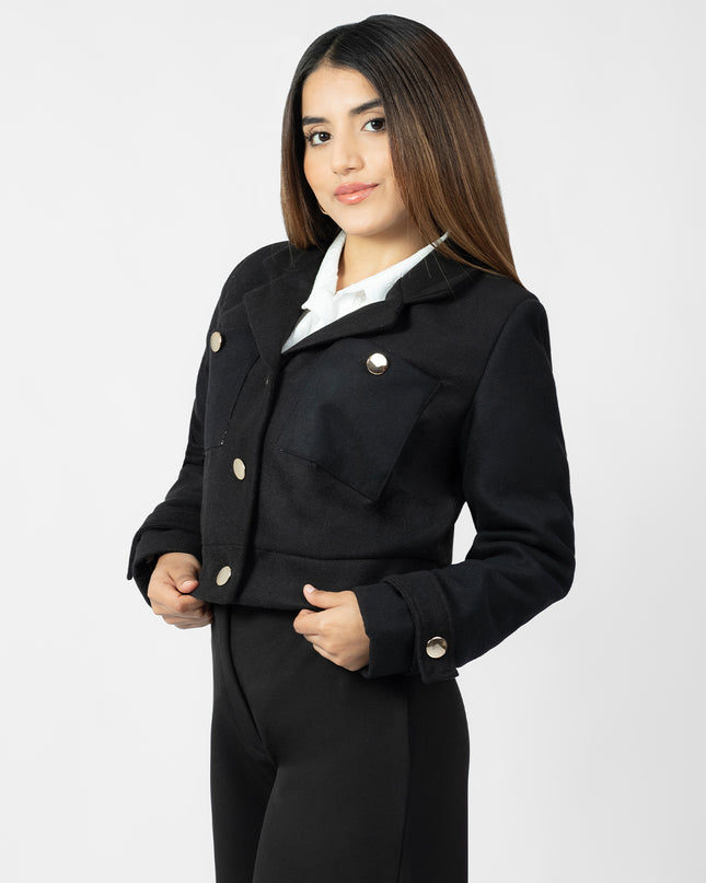 Blazer Crop en Paño Ariana Negro