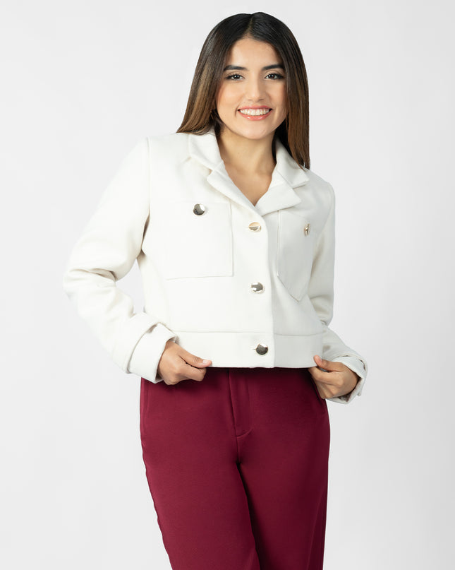 Blazer Crop en Paño Ariana Crema