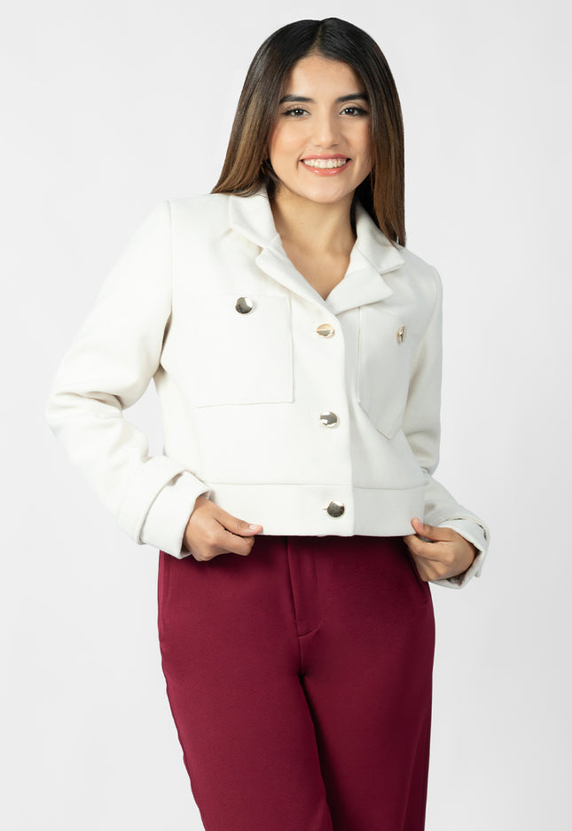 Blazer Crop en Paño Ariana Crema