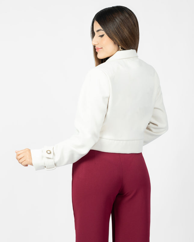 Blazer Crop en Paño Ariana Crema