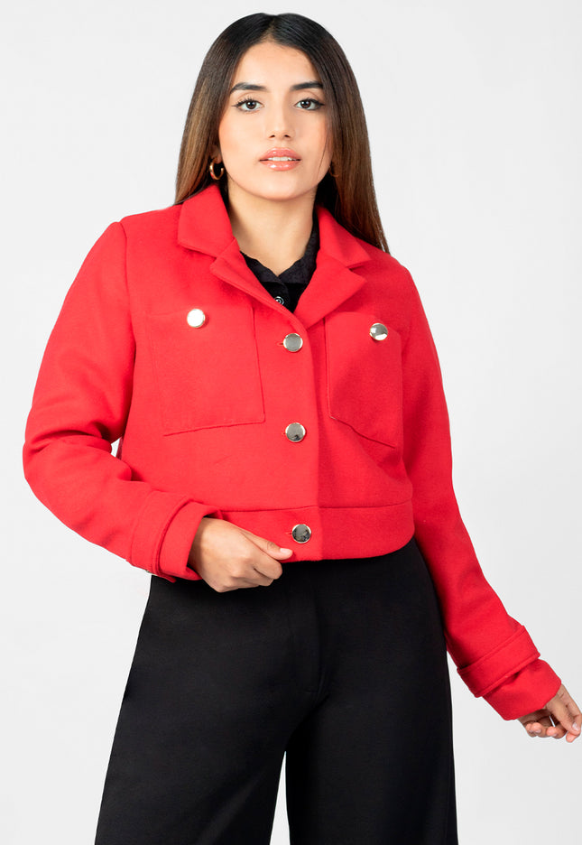 Blazer Crop en Paño Ariana Rojo