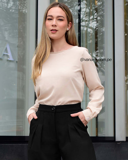 Blusa Seda Italiana Beige