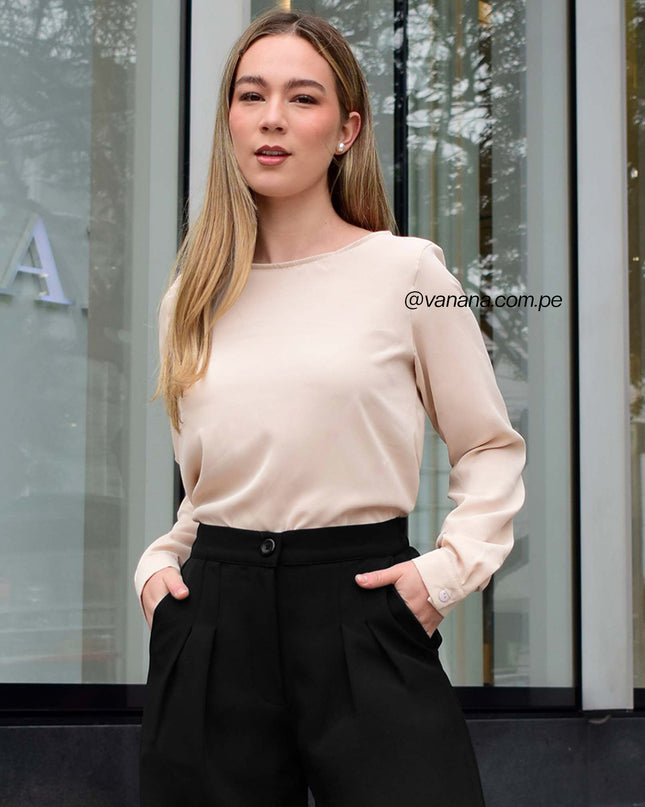 Blusa Seda Italiana Beige