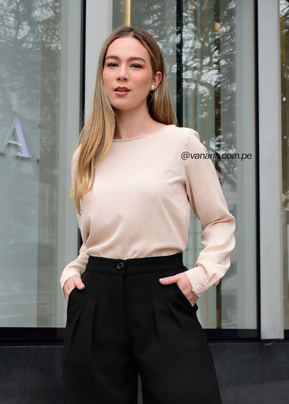 Blusa Seda Italiana Beige