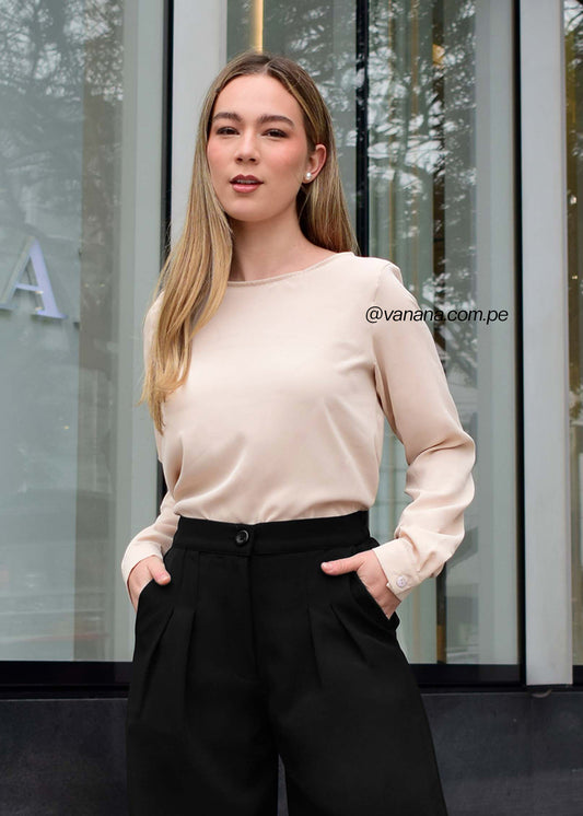 Blusa Seda Italiana Beige