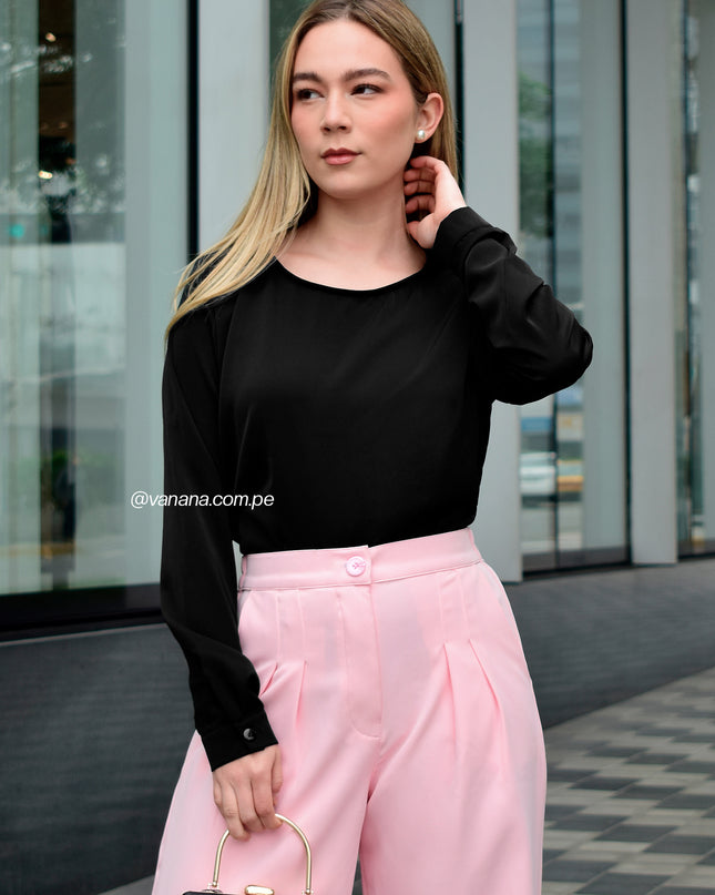 Blusa Seda Italiana Negro