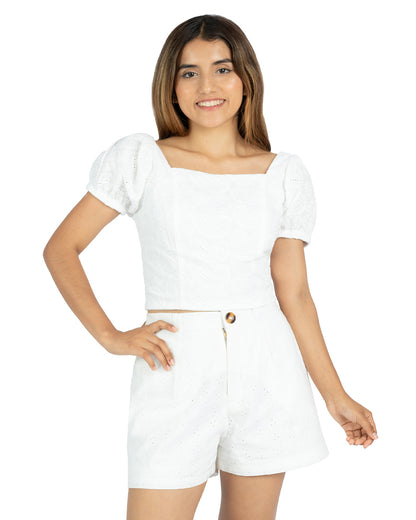 Blusa Corset de Brodery Paula Espiga Blanco