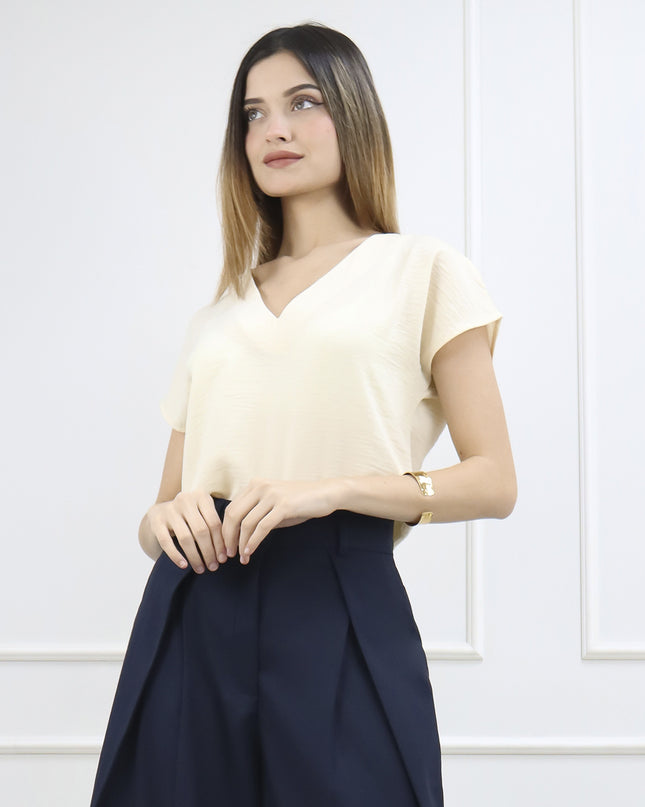 Blusa Manga Corta Karla Beige