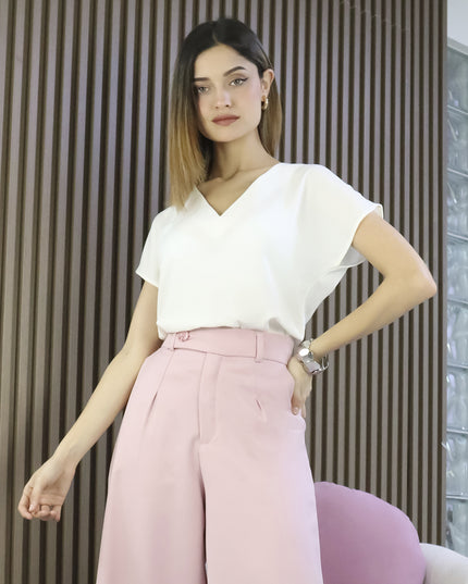 Blusa en Lino Manga Corta Karla Perla