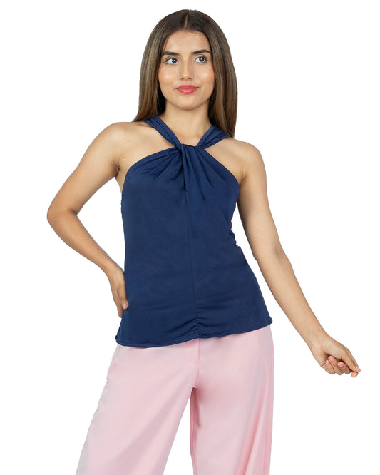 Blusa en Venecia Ari Azul Marino