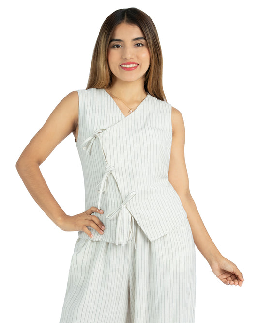 Blusa en Lino Lady a Rayas Natural