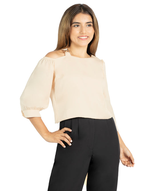 Blusa en Satín Miriam Beige
