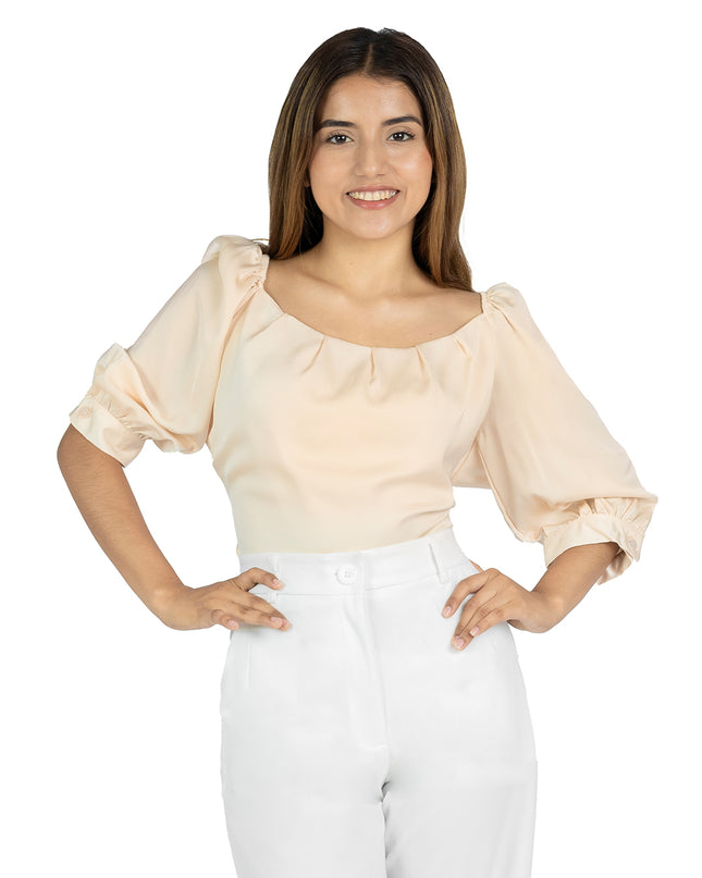 Blusa en Satín Thalia Beige