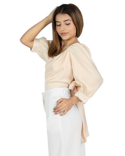 Blusa en Satín Thalia Beige