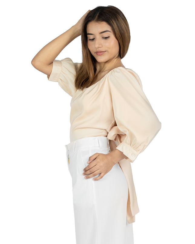 Blusa en Satín Thalia Beige