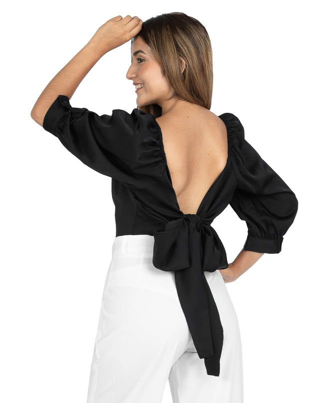 Blusa en Satín Thalia Negro