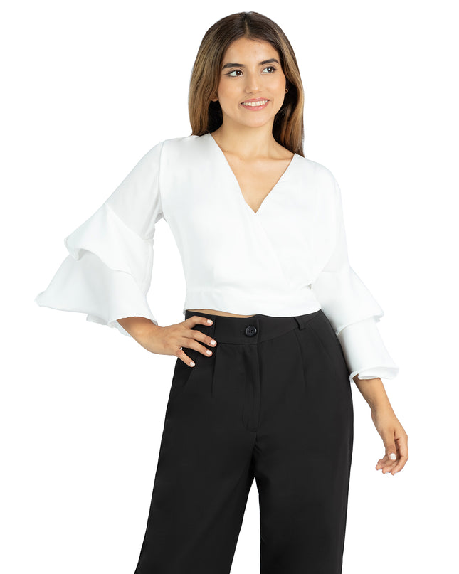 Blusa en Satín Violeta Blanco