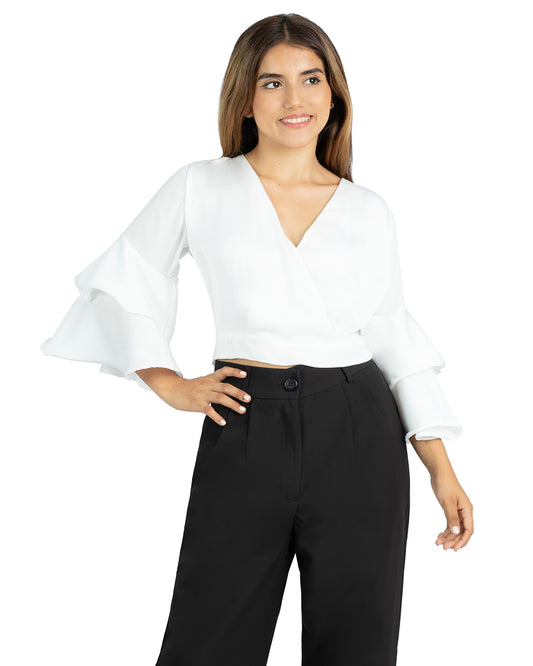 Blusa en Satín Violeta Blanco