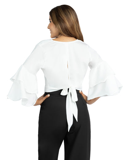 Blusa en Satín Violeta Blanco