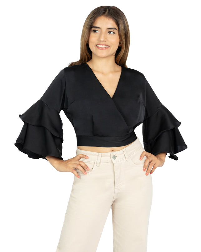 Blusa en Satín Violeta Negro