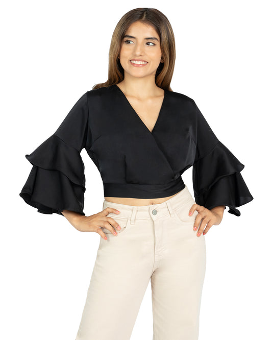 Blusa en Satín Violeta Negro