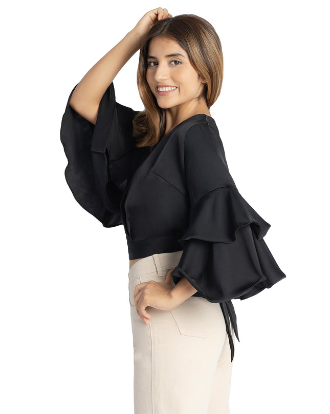 Blusa en Satín Violeta Negro